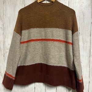 Universal Thread Brown and Cream Striped Sweater Size L